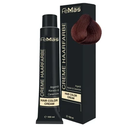 FemMas Hair Colour, Professional Cream Hair Colour with Argan Oil, Keratin & Ceramides, as Permanent Hair Colouring or Tint for Radiant, Durable Colour Results, Dark Blonde Copper 6.4, 100 ml