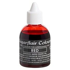 Sugarflair Airbrush Colouring Lebensmittelfarbe Red - Essbare Lebensmittel Farbe Flüssig, Airbrush-Farbe für Kuchen, Cupcakes, Zuckerguss und Kuchendekorationen - 60ml