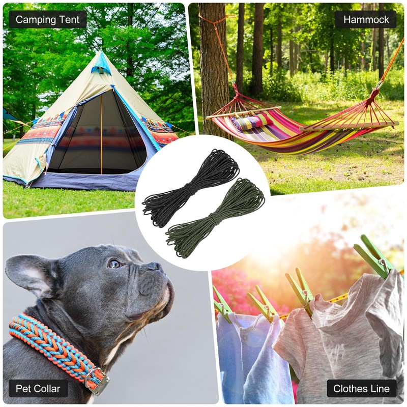 TIXIPEM 2 mm 66FT Reflective Guyline Camping Paracord [2PCS] -
