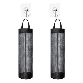 PEIONO 2 Piezas Soporte Para Bolsas de Plástico, Organizador de Bolsas de Plastico, Clasificación Mural Residuos, Extracción Cómoda, Almacenamiento Bolsas Plástico para Cocinas,Oficinas(Negro)