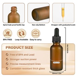 NOOEEISS 12 Pcs, 1oz Dropper Bottle, Amber Glass Eye Dropper Bottle, Tincture Bottles with Dropper, Pretty Finish, Leak-Proof Design, Stronger Suction for All Kinds of Mixed Liquids