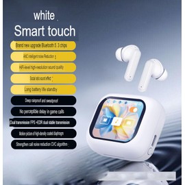 Wireless Earbuds Bluetooth 5.3 Z60 Headphones with Touch Screen & EDR Active Noise Cancelling Ear Buds, 40H Long Playtime IPX8 Waterproof TWS in-Ear Earbuds for Android/iOS White