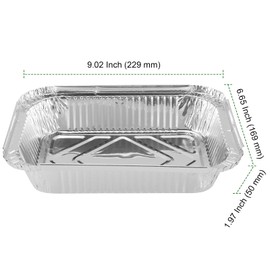 PINGEUI NGOSUET Pack of 25 1000 ml Aluminium Trays with Lid, Aluminium Grill Trays, Aluminium Drip Trays, Aluminium Grill Trays for Cooking, Roasting, Baking, 229 x 169 x 50 mm