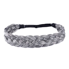 Gledola 5 Strands Synthetic Hair Braid Headband Hair Braided Headband for Women Girl (Salt Pepper)