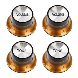Banworks '60s Style Guitar Control Knobs Imperial 24-Spline 2 Tone 2 Volume Knobs Speed Knobs Aluminum Top 6mm (15/64") for Epiphone Les Paul SG Style Electric Guitars 4Pcs JT/XN-09 Light Amber