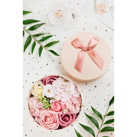 Luxury Beautiful Flora Scented Roses/Carnation Flower Bath Soap with Stem, Flower Soap in Gift Box, Gift for Birthday/Valentine's Day/Mother's Day (Pink)