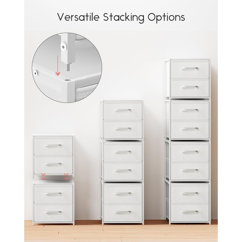 Homsorout 2 Pack Stackable Drawers for Closet, White Storage Drawers