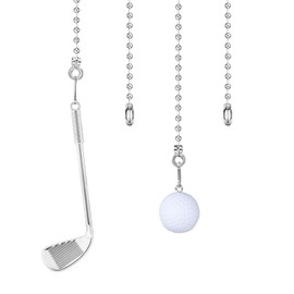Dotlite 2Pcs Golf Ceiling Fan Pull Chain, Sport Theme String Charm Decorative Extension 14", Fun Light Chains Extender with Connector Accessories for Home Décor