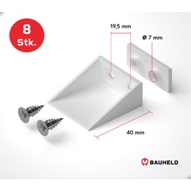 BAUHELD Roller Shutter Stop Square [8 Pieces] – Outer Roller Shutter Stop Made of Plastic [Made in Germany] – Roller Shutter Stop with Screws – Suitable for Roller Shutter Armoured Slats – White