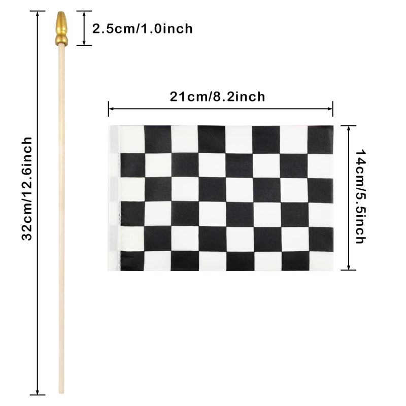 Newperlite Checkered Black and White Racing Stick Flag Small Mini
