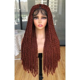 MURAMURA HAIR Passion Twist Braiding hair 26inch Full Lace Faux Locs wigs for Black Women Pre-twisted Passion Twist Hair with Baby Hair Water Wave Braiding Hair Synthetic Lace Faux Locs Braiding Wig