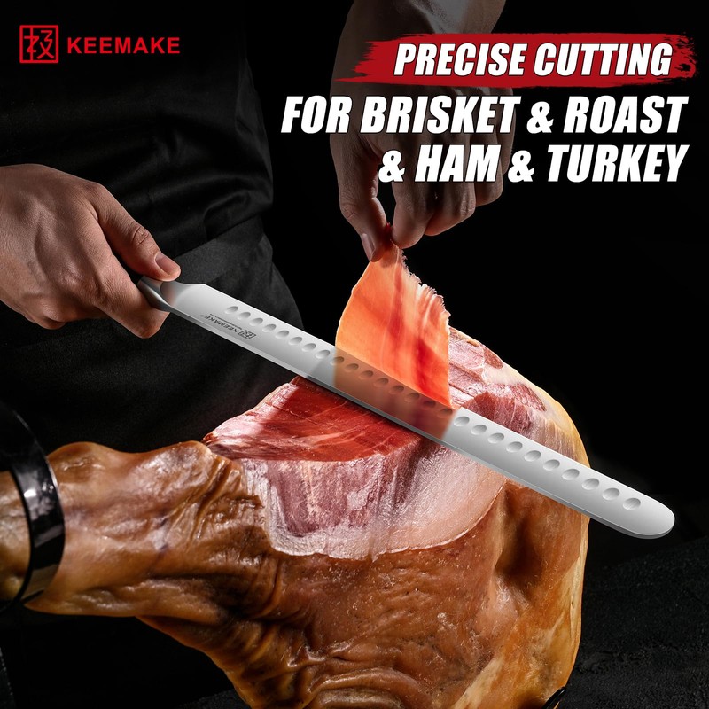 KEEMAKE BBQ Carving Knife Set, Brisket Knife and Boning Knife