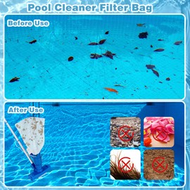 4Pcs Pool Vacuum Replacement Mesh Bag, Pool Leaf Vacuum Net Bag Fine Mesh with Locking Cord, Pool Vacuum Filter Bag, Pool Cleaner Bag Suitable for Pools Aquariums Ponds Collecting Leaves and Debris