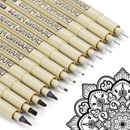 Drawing Pens Micro Fineliner Art Pens: 12 Black Fine Line Markers Art Supplies Adults Artist Sketch Waterproof Archival Ink Watercolor Inking Fine Liner Manga Sketching Zentangle Stuff Micron Pen Set