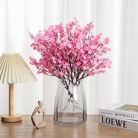 HIAGROW 8Pcs Babys Breath Artificial Flowers Silk,Real Touch Pink Bouquets Fake Flowers for Vase Home Office Wedding Valentine's Day Indoor Outdoor Centerpiece Table Decorations