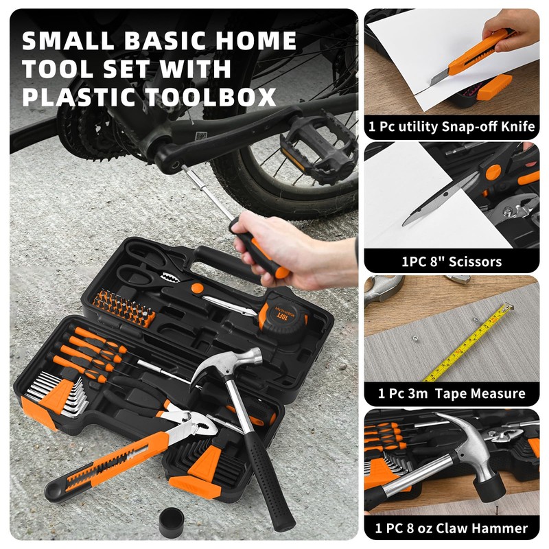 58-Piece Tool Kit Basic Home Repair Tool Set, General Household