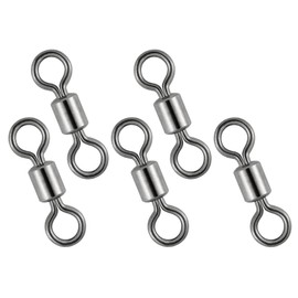 Dr.Fish 50 Pack Fishing Micro Swivels Fly Fishing Swivels Rolling Barrel Swivels High Strength Solid Rings Hook line Connector Black Nickel Swivels Fishing Tackles 9mm
