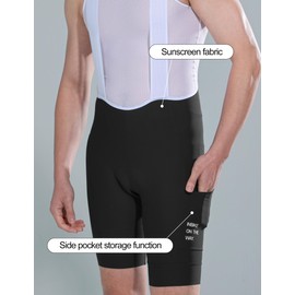 INBIKE Bib Shorts Cycling Shorts Bib Shorts Padded Men with Pocket Summer Breathable Elastic, black