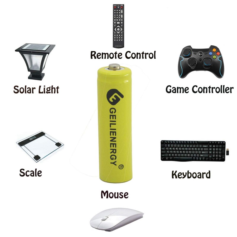 GEILIENERGY Solar Light Rechargable Batteries AA 1.2V,Ni-Cd AA 600mAh 1.2V