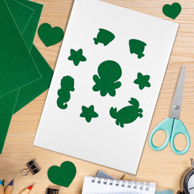BOUBONI 10PCS Green Self Adhesive Felt Fabric Sheets Sticky Felt