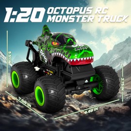 Laoyebaohao Remote Control Monster Truck - Monster Truck Toys with Music and Light, 1:20 Scale RC Truck with 360° Spins, Remote Control Car for Boys 4-7 for Kids Christmas Birthday Gifts