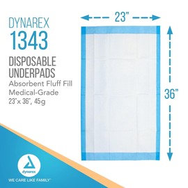 dynarex Dynarex Medical-Grade Patient Bed Underpads 23" x 36" Puppy Dog Pads 150CT/CASE