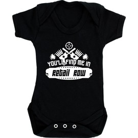 Hippowarehouse You'll Find Me in Retail Row Baby Vest Bodysuit (Short Sleeve) Boys Girls Black