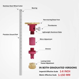 Newkiton Wheel Marking Gauge Pro with Micro Adjust Function, 1 Bearing Wheel Cutter for Soft Wood, 1 Locked Up Wheel Cutter for Hard Wood, 1 Screwdriver Included