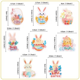 56 Pcs Easter Edible Cupcake Toppers with Bunny Egg Decorations for Birthday, Rabbit Theme Party and Baby Shower Party (Easter Bunny Chicken)