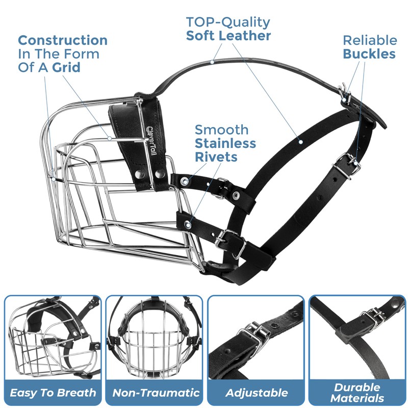 Dog Metal Muzzle for Large Sized Dogs – Heavy Duty