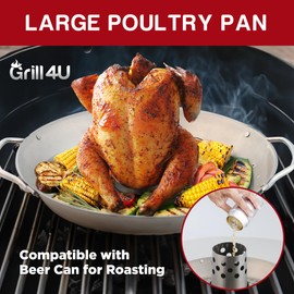Beer Can Chicken Holder for Grill [Upgraded Version] - Chicken Roaster Stand, BBQ Grill Poultry, Large Barbecue Grill Rack, Perfect Indoor and Outdoor Grilling Accessory for Roasting Meat