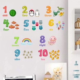 Wall Sticker for Baby Room, Numbers 1 to 10, Educational Wall Sticker, Wall Decoration for Toddlers' Rooms, Children's Rooms, Boys, Girls
