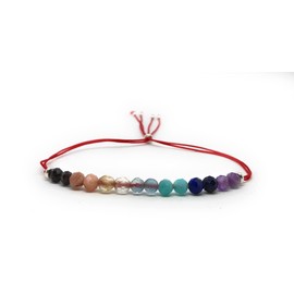 Women's Bracelet Red Thread Natural Stone 7 Chakras 925 Sterling Silver Adjustable