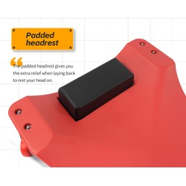 MAXWORKS 50874 40 Inch Plastic Rolling Garage Creeper with Padded Headrest and Dual Tool Trays, 300 Lbs