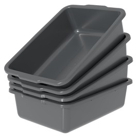 Qqbine 35 Quart Commercial Bus Tubs, Plastic Bus Box Dish Pan Basin, Gray, 4 Packs