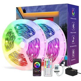 EASYTAO Tira LED de Bluetooth 20M, Luces LED RGB 5050 Música de Tira, Con Control de APP + Control Remoto IR de 44 Teclas, Sincronización Musical (20M-2 Rollos-IP20)
