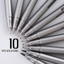 SAYEEC 10pcs Black Fineliner Micro Pen Set with Brush Fine Tip Journal Ink Pens Various Size Tip Pigment Drawing Pens for Adult Coloring Book Comic Artist Illustration Calligraphy Manga