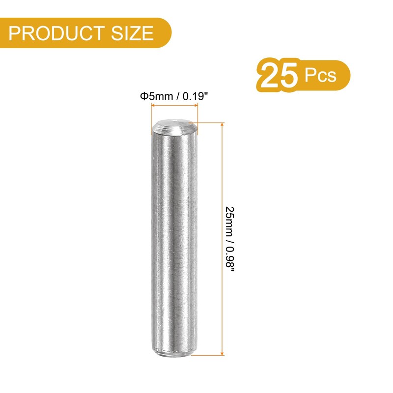 sourcing map 25 Pcs 5mm x 25mm Shelf Pins, Shelf