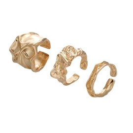 Kysin Chiys 3 Pcs Chunky Dome Rings Set for Women Statement Gold Plated Thick Stacking Ring - Gold B
