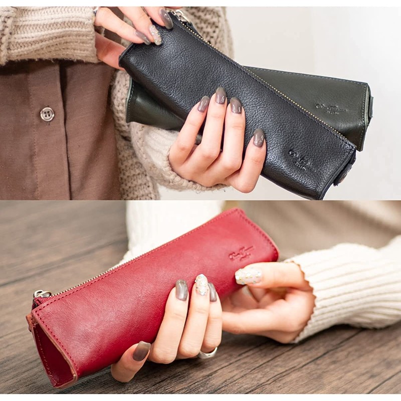 Dom Teporna Pen Case, Pencil Case, Genuine Leather, Slim, Stylish,