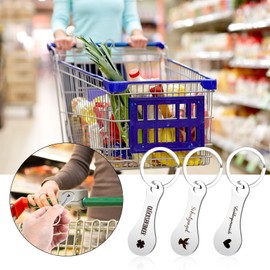 AOZUO Pack of 6 Shopping Trolley Remover, Metal Shopping Trolley Token Key Ring, Removable Shopping Chip Key Ring, Silver Shopping Trolley Token Key Ring Gifts