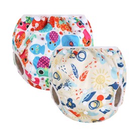 Vicloon Baby Schwimmhose(2-teilig),Schwimmwindel wiederverwendbar,Verstellbarer,Waschbar Schwimmwindel für Kleinkinder von 0 bis 3 Jahren -Blaues Universum/Weißer Roboter