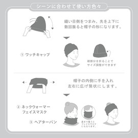 Olympus VG-2800 Women's 3-Way Watch Cap, Black, Approx. 8.3 x 5.5 x 1.2 inches (21 x 14 x 3 cm)