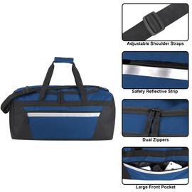 24 Pack Reflective Duffle Bags Bulk for Homeless Adults, Gym, Foster Kids Bulk Duffel Bags Wholesale (Navy Blue Pack)