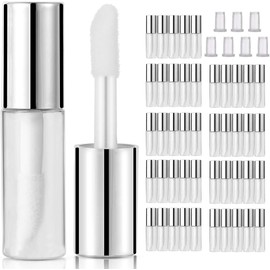 Kit de tubos de brillo de labios, paquete de 45 tubos de brillo de labios vacíos de 1,2 ml, mini bálsamo, contenedores reutilizables para muestras de lápiz labial, viajes, maquillaje, rojo,