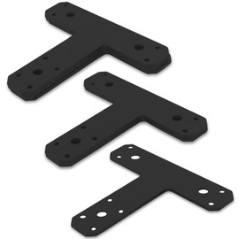 6 Pack Post Beam Connectors T Plate, Black T Tie Plates, Heavy Duty Beam Bracket,T Plate Bracket for Wood, Furniture, Truss Framing