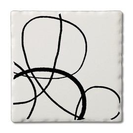 Thirstystone Black Scribbles Single Tumbled Tile Stone Coaster with Protective Cork Backing Manufactured in The USA 4" Square, Colorful, Artistic, Easily Wipes Clean