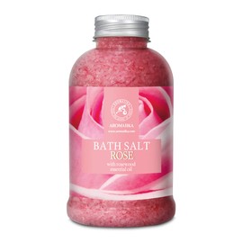 Rose Bath Salts 21.16 Oz - Natural Rosewood Oil & Rose Extract - Best for Relaxing - Good Sleep - Beauty - Bathing - Body Care - Wellness - Relax - Aromatherapy - Spa - De-Stress Bath Salts 600g