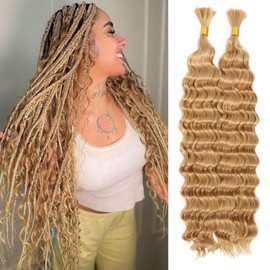 Deep Bulk Hair For Braiding Hair 20inch Wet And Wavy Deep Wave Bulk Hair Quality Synthetic Micro Braiding Hair Extensions for Boho Braids No Weft 200g 27#