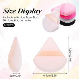 160PCS Powder Puffs for Face Powder, Soft Triangle Makeup Puff for Setting Powder, Makeup Powder Puff for Loose Powder and Press Powder, Wet Dry Makeup Sponge, Beauty Makeup Tools